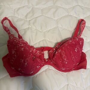 Vintage Frederick's of Hollywood pink and white lace push up bra size 36D